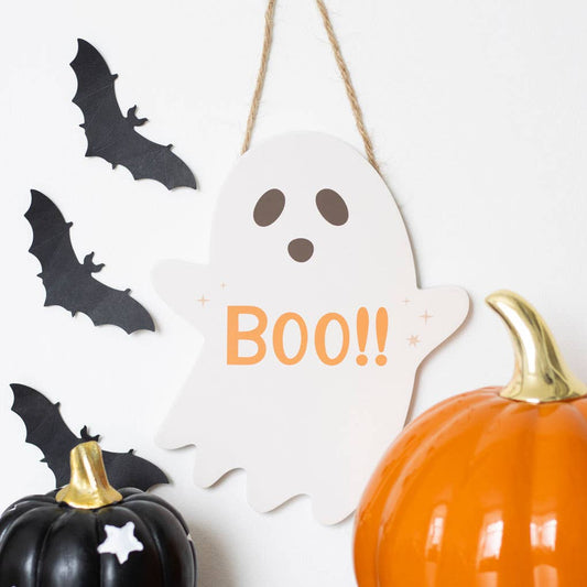 20cm Ghost Shaped Halloween Hanging Sign