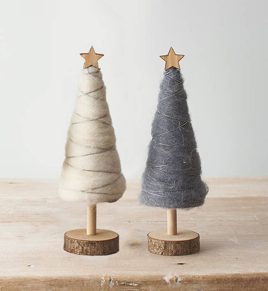 Wooden and Woollen Tree Decorations, 20cm