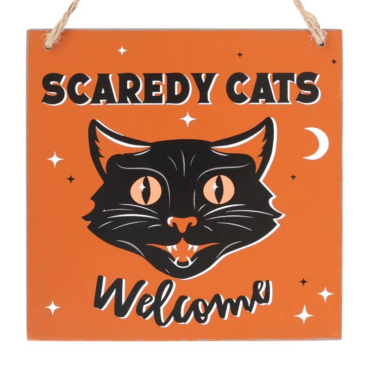 Scaredy Cats Welcome Hanging Halloween Sign