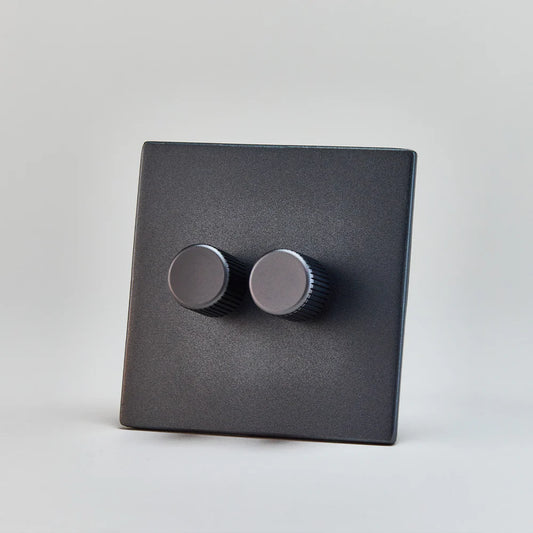 Tala Double Rotary Wall Dimmer in Brass or Graphite