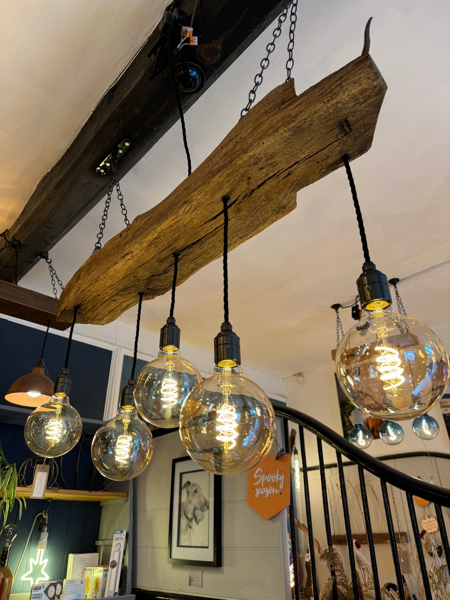 300 year old Oak Beam Chandelier 5 Lamp holders