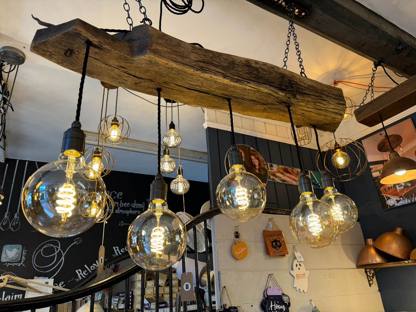 300 year old Oak Beam Chandelier 5 Lamp holders