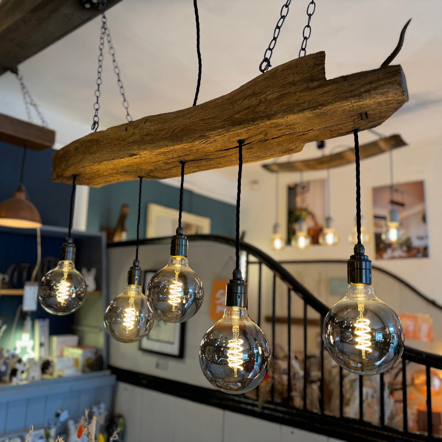 300 year old Oak Beam Chandelier 5 Lamp holders