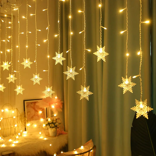 Christmas Snowflake LED String Curtain Lights