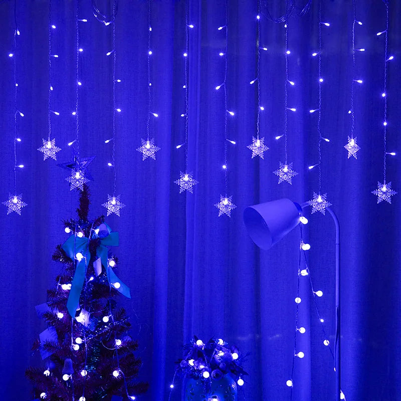 Christmas Snowflake LED String Curtain Lights