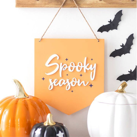 Orange Spooky Season Pastel Halloween Hanging Sign