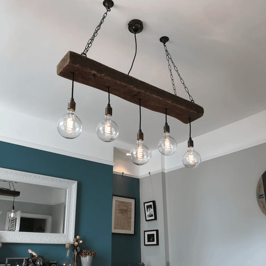 Crafted Oak Chandelier 1m 5 lamp holders - MooBoo Home