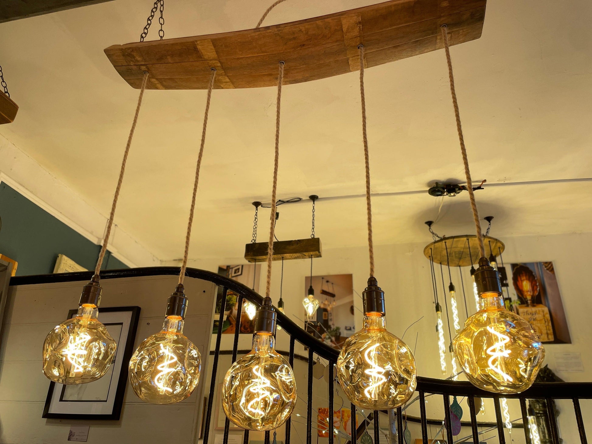 Curvey Oak Stave Chandelier - MooBoo Home