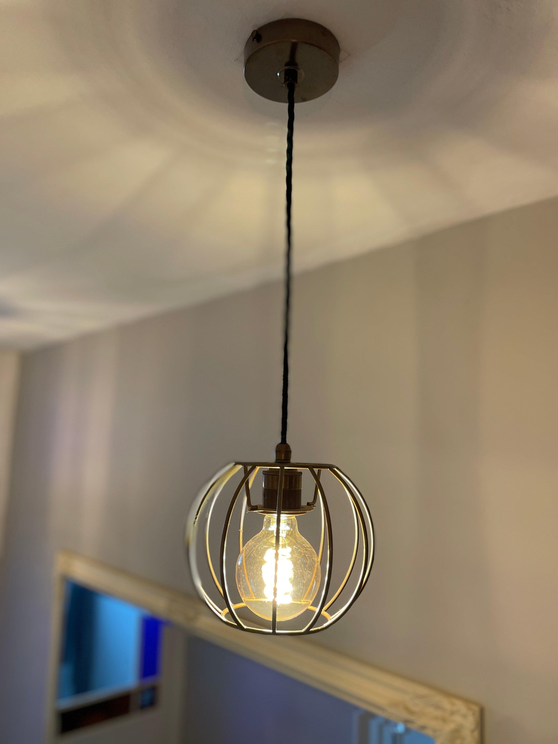 hanging pendant light with cage 