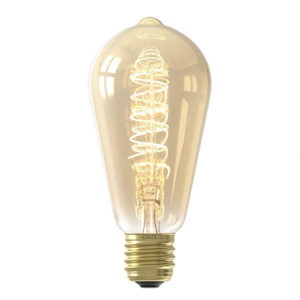 Calex ST64 LED Flex Filament Lamp | Bulb | 3.8W | E27 | ST64 | Gold | Dimmable - MooBoo Home