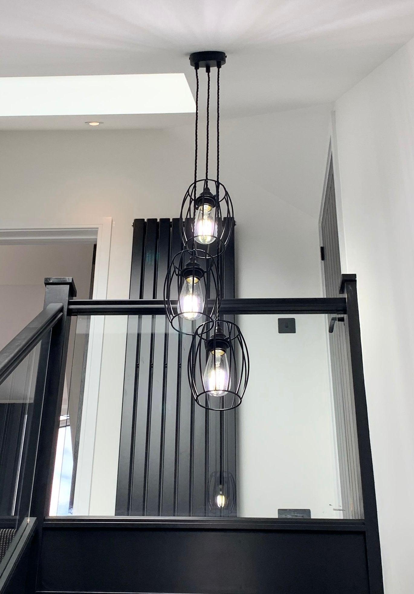 Triple Cluster Pendant Light Barrel Cages - MooBoo Home