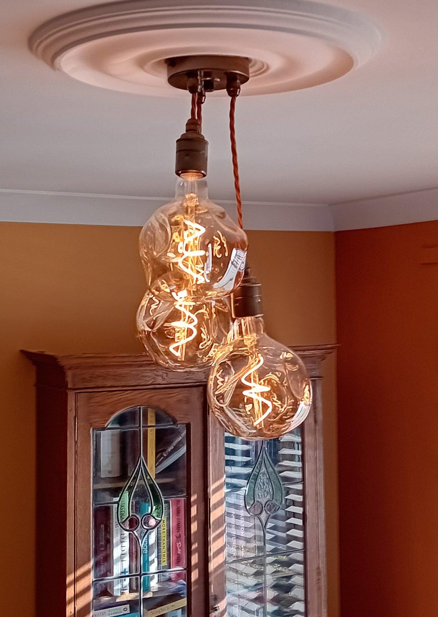 Triple cluster pendant hanging light