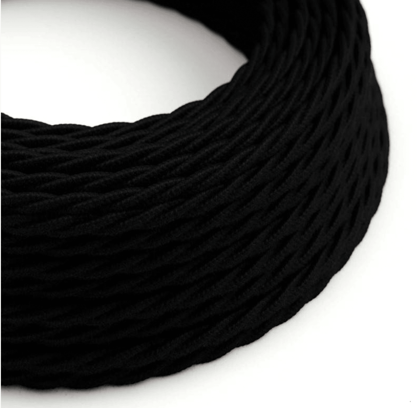 Twisted Electric Cable covered by Cotton solid colour fabric TC04 Black 2 and 3 cores - MooBoo Home