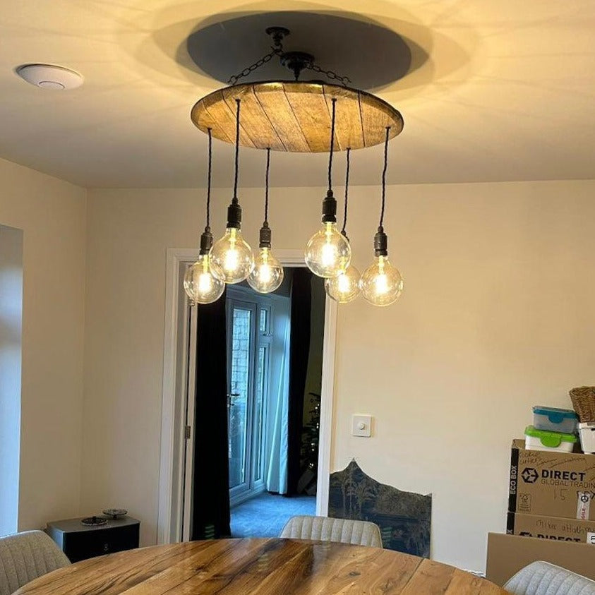 Whiskey Barrel Wooden Chandelier Cluster Pendant Light - MooBoo Home