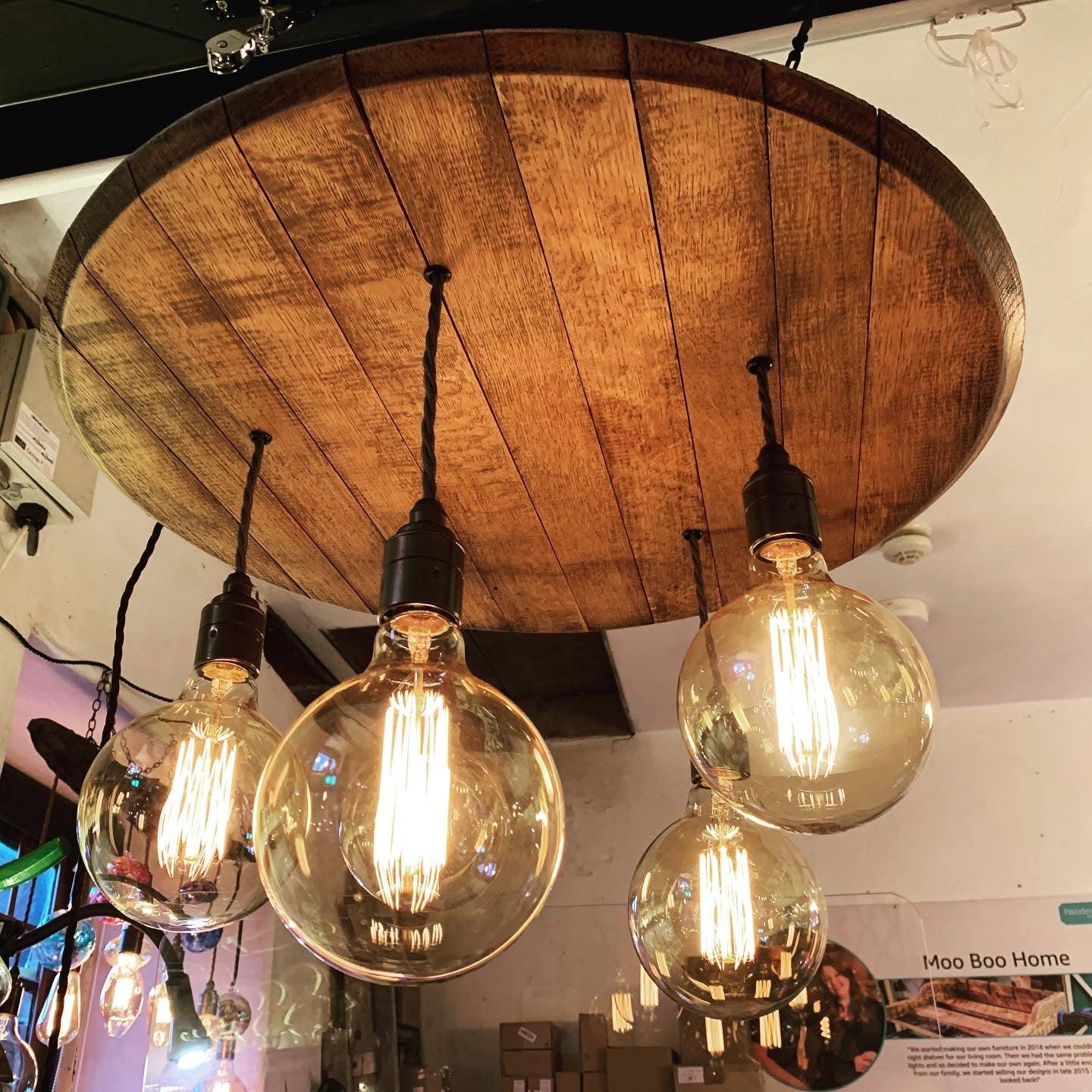 Whiskey Barrel Wooden Chandelier Cluster Pendant Light - MooBoo Home