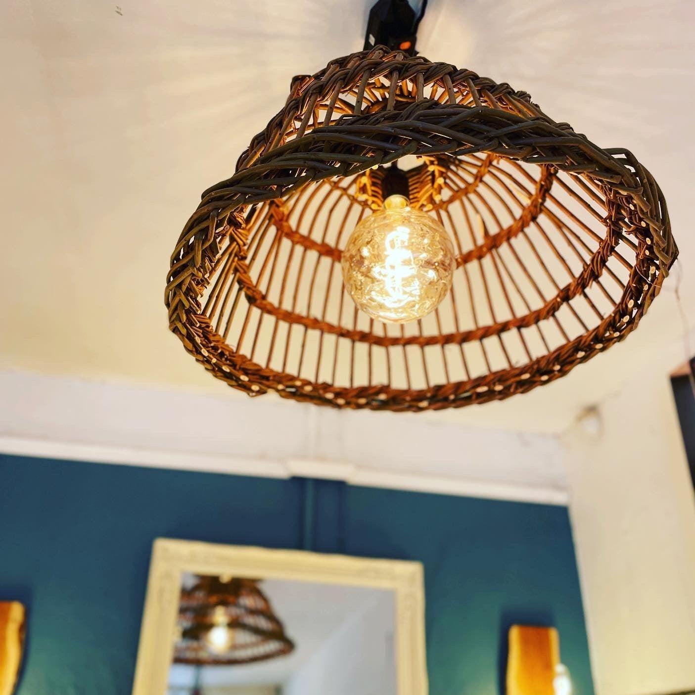 Withy Lobster Pot Pendant Shade rattan wicker alternative